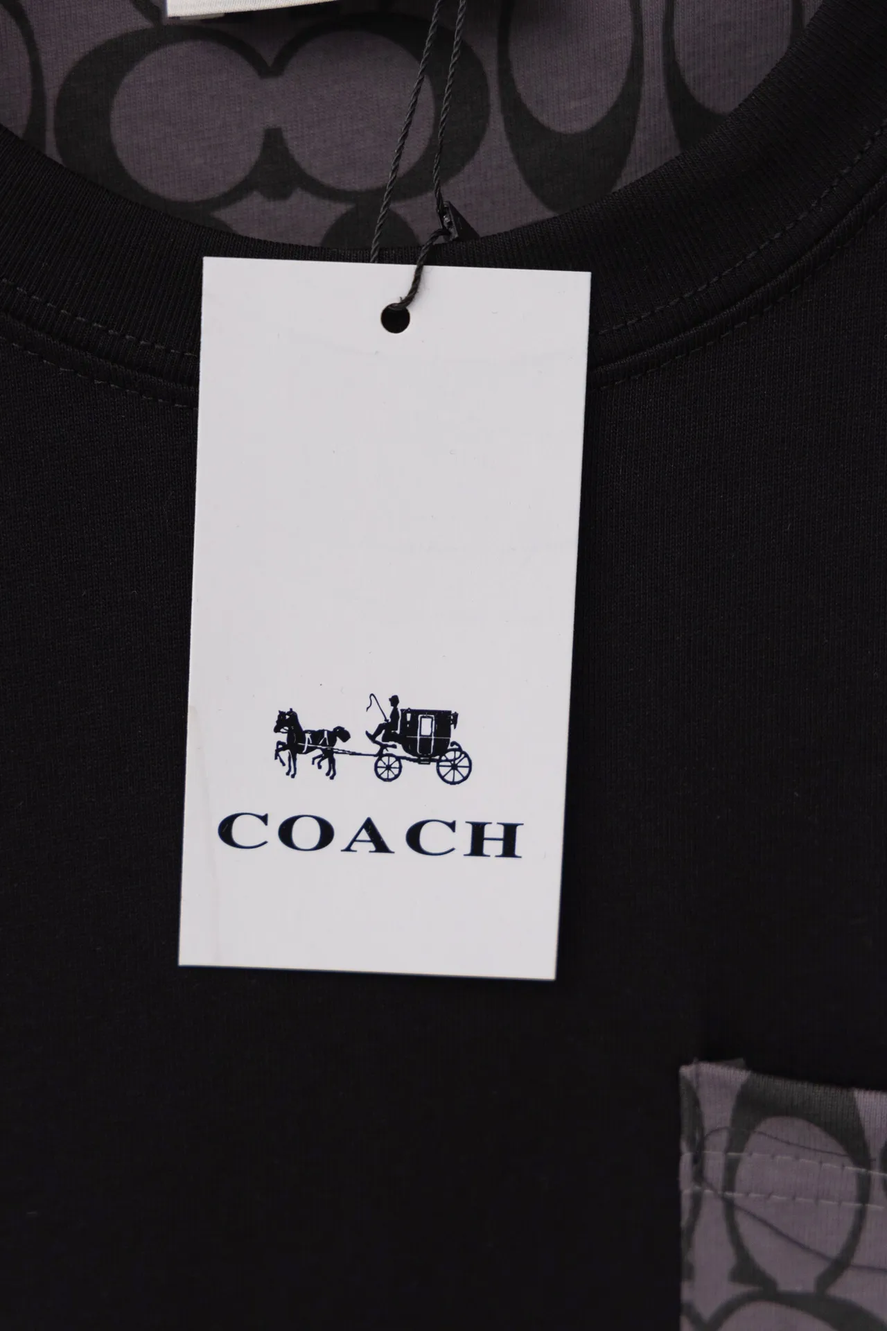 X 026 COACH𦸅Chi 25ss New Arrival T-shirt, presbyopic Series splicing style + left chest pocket design, highly customized. Gram double yarn pure cotton fabric, soft fabric, fashionable Versatile, same style for men and women. Color: Black, Size: S～XXL.